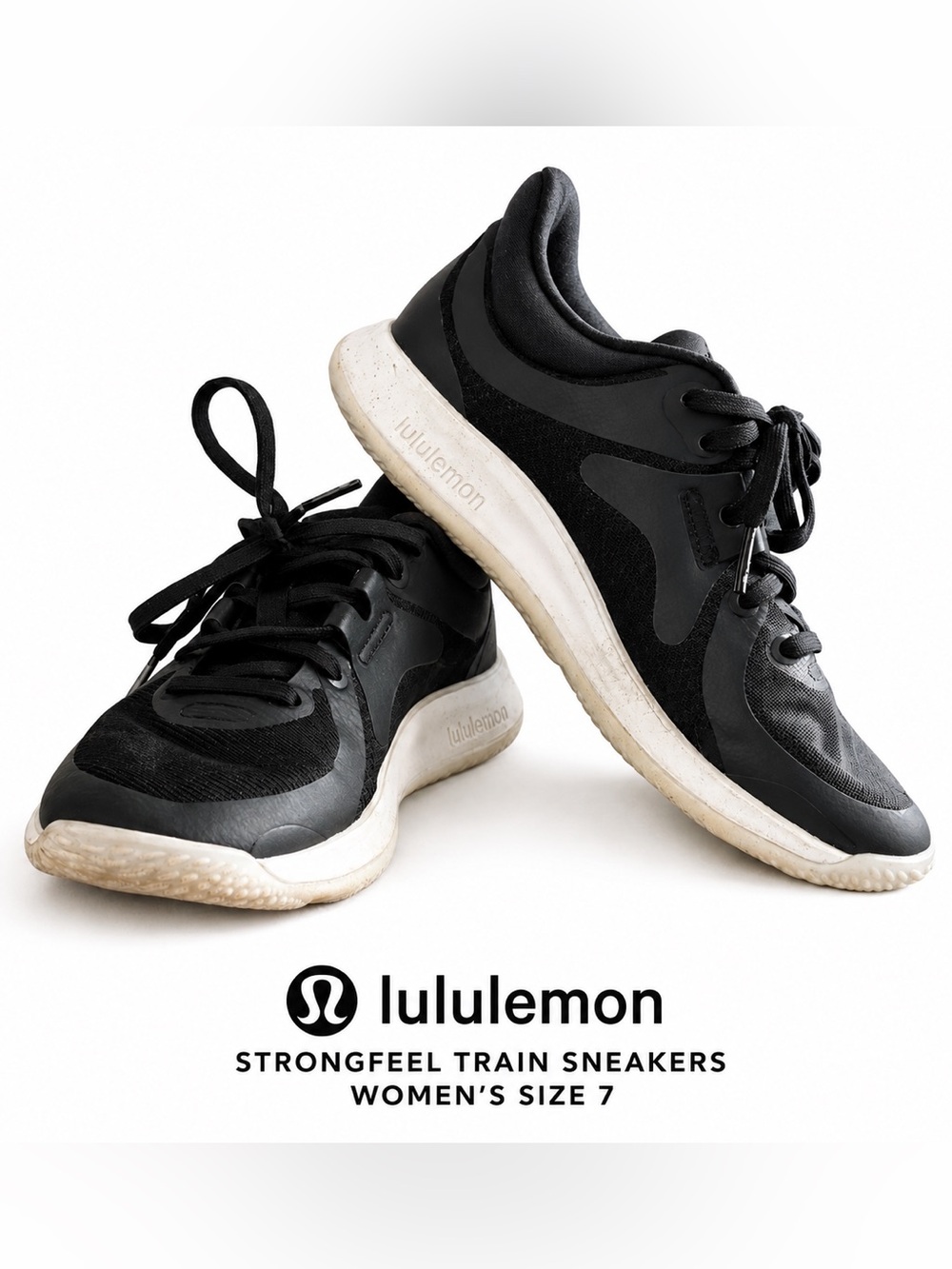 Lululemon Strongfeel Train Sneakers Black Women’s 7 Athleisure Workout Casual